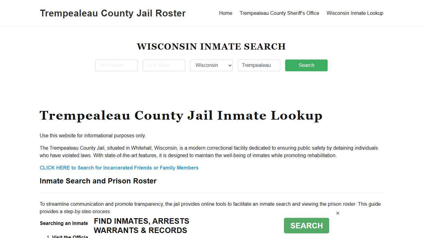 Trempealeau County Jail Roster Lookup, WI, Inmate Search