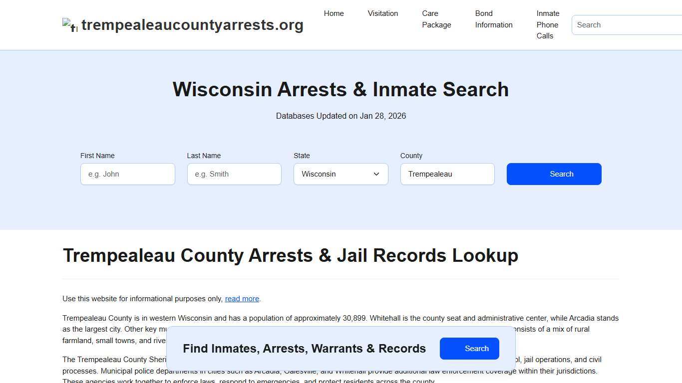 Trempealeau County, WI Arrests, Warrants, Police Records Search
